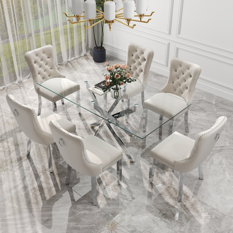 7-Piece Glass Dining Table Set | Stylish & Modern