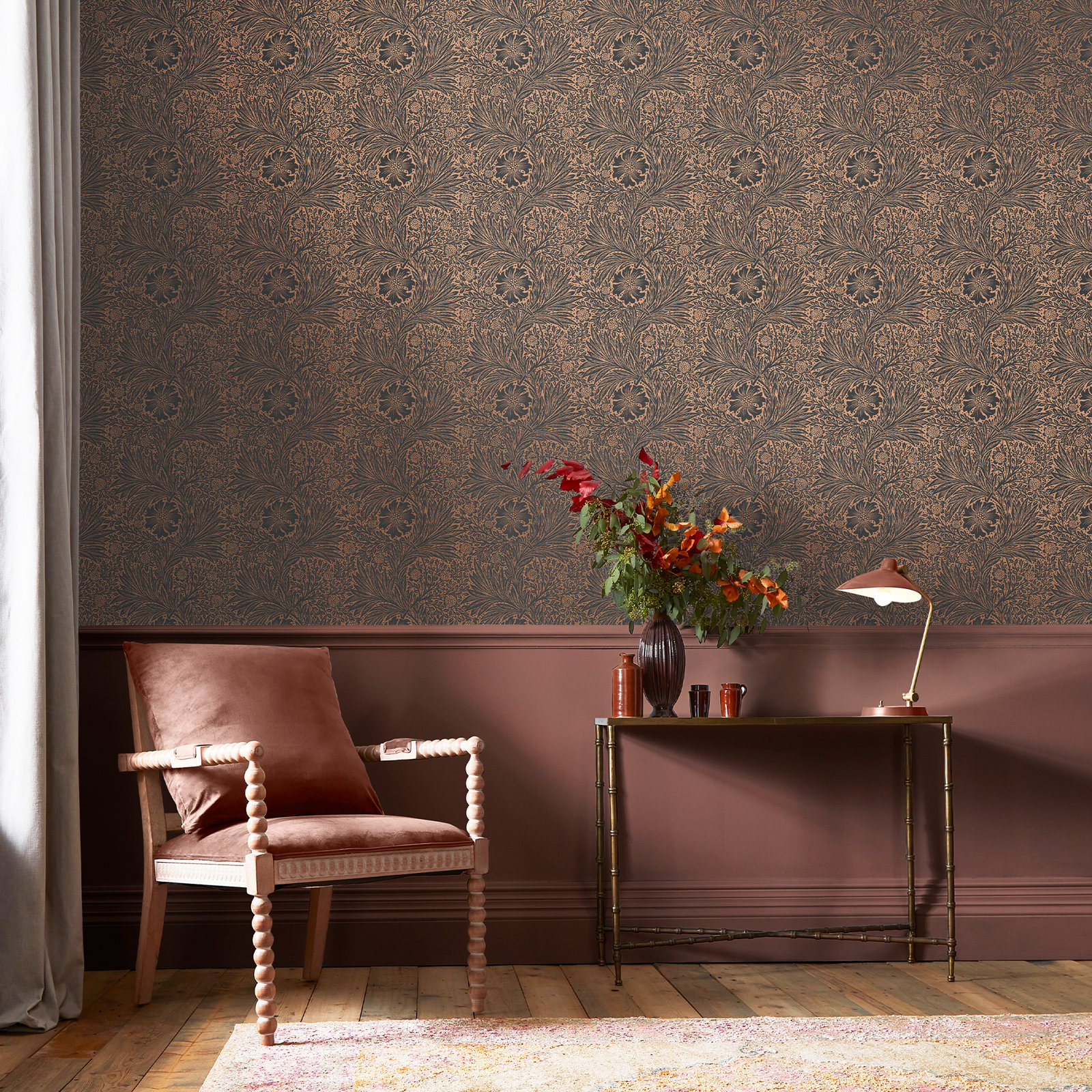 Floral Wallpaper, Charcoal