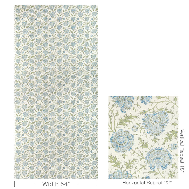 Indiennes Floral Fabric, Sea