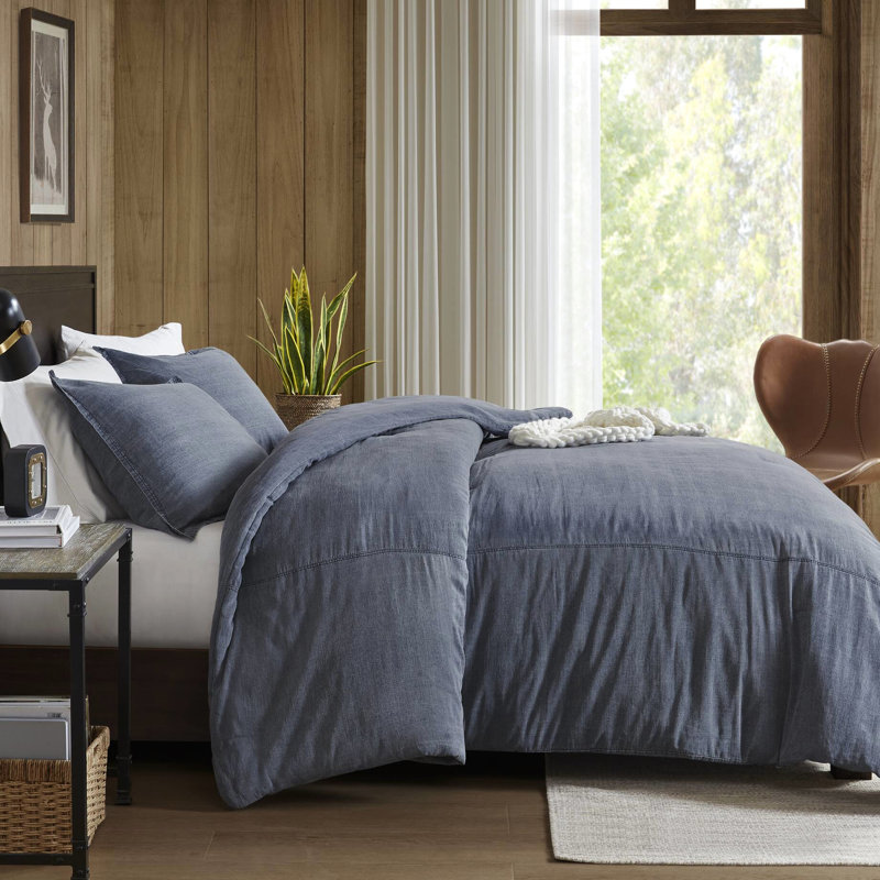 Couette très grande / très grande à motif de sergé délavé très grand / très grand King / King 3 pièces, coton respirant, standard 100, 2 taies décoratives surdimensionnées en coton douillet, élégance, housse de couette l 104 po x L 92 po