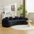 Black Curved Compressed Sofa, Creative Nordic-Style Design For Living Room, Comfortable, Soft And Suitable For Multiple Scenarios-1835327524