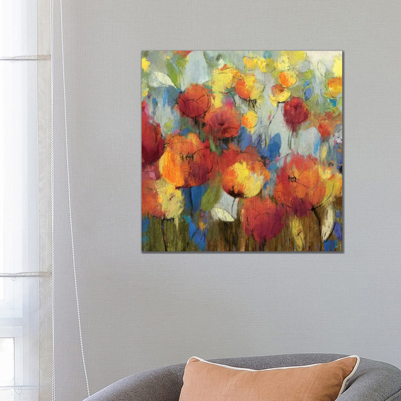 Meadow Flowers by Asia Jensen - Wrapped Canvas Painting, 66.04 cm H x 66.04 cm W x 1.91 cm D