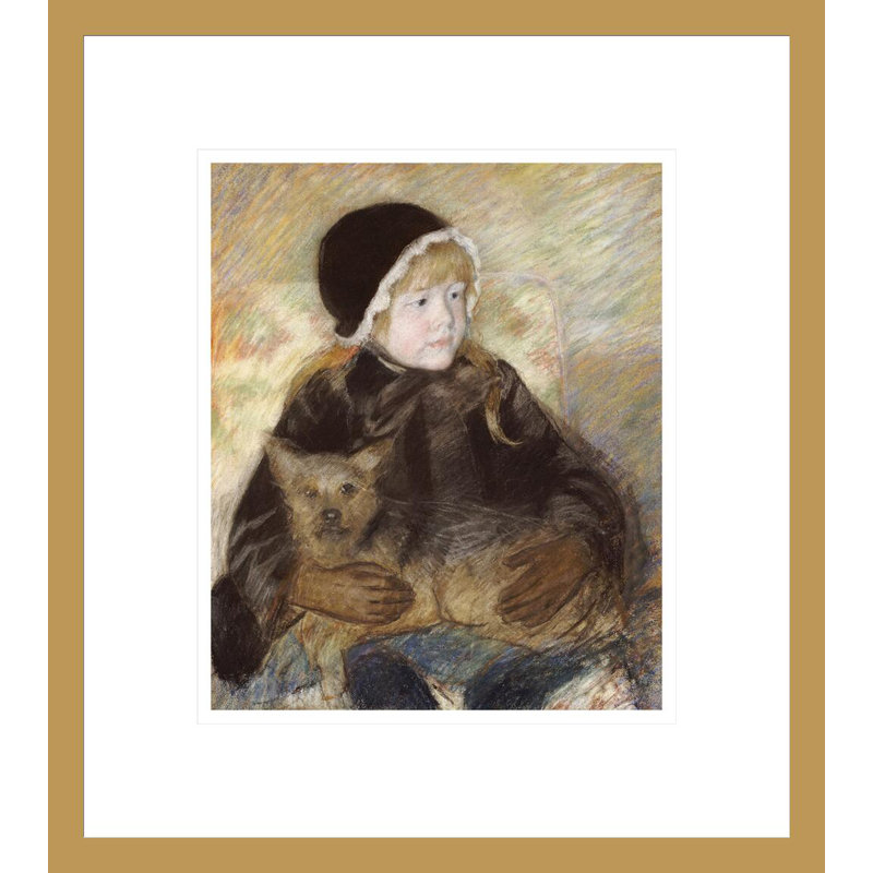 «Elsie Cassat tenant un gros chien» par Mary Cassatt, impression giclée encadrée, H 15,45 po x l 13,75 po
