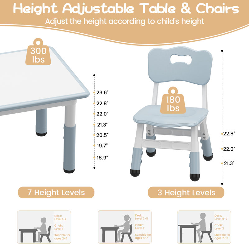 Ensemble de table et chaises pour enfants à hauteur ajustable