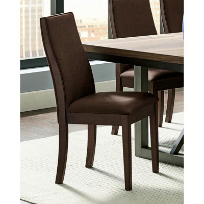 Of 2 Contemporary Dining Chairs With Chocolate Fabric Upholstery - Comfort 2 Upholstered In Rich Modern Design