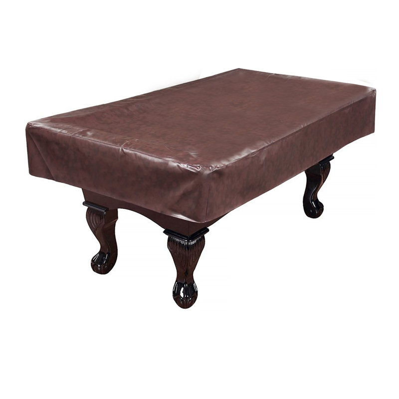 Hathaway 7 Foot Pool Table Cover Fitted – Brown Leatherette Billiard Table Cover with Cotton Lining and Reinforced Seams – Dust and Spill Protection for Game Room Tables