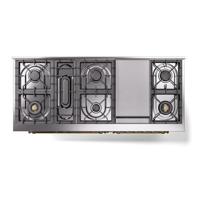 ILVE Nostalgie II Noblesse 60 inch Dual Fuel Range (9 Sealed Burners + Griddle, Solid Door, RAL)