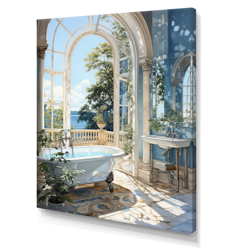 Dashira Bathroom Tranquil Reflections IV - Impressions encadrées pour la salle de bain, H 44 po x l 34 po, Toile tendue