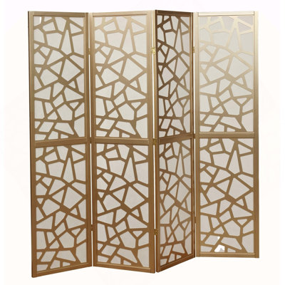 Giyano 4 Panel Screen Room Divider, Gold