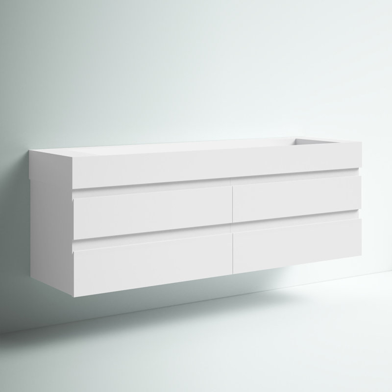 Babajide 72'' Double Bathroom Vanity with Acrylic Top, High Gloss White