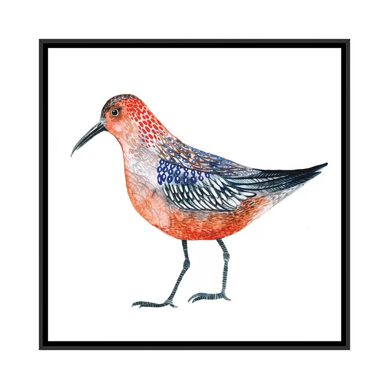 « red oiseau », impression sur toile, H 26 po x l 26 po x P 1,5 po, Toile avec cadre flottant noir, Pas de tapis