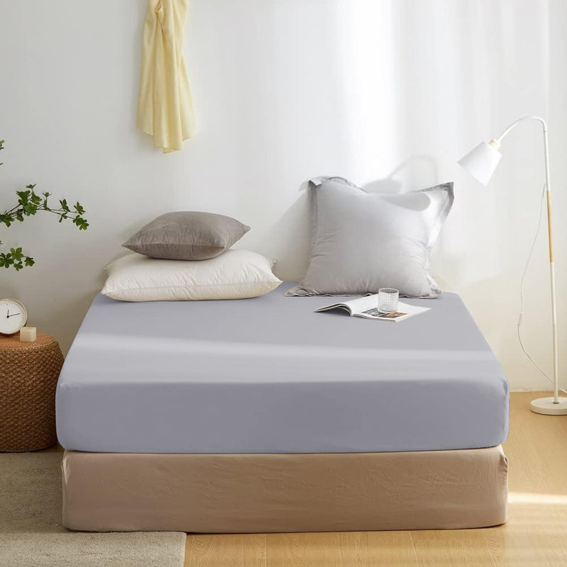 Super Soft Microfiber Deep Pocket Fitted Sheet, Silver, Double (4'6)