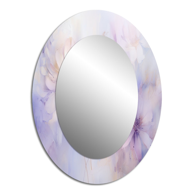 Purple Botanical Whispers II - Modern Oval Wall Mirror, 40" x 30"