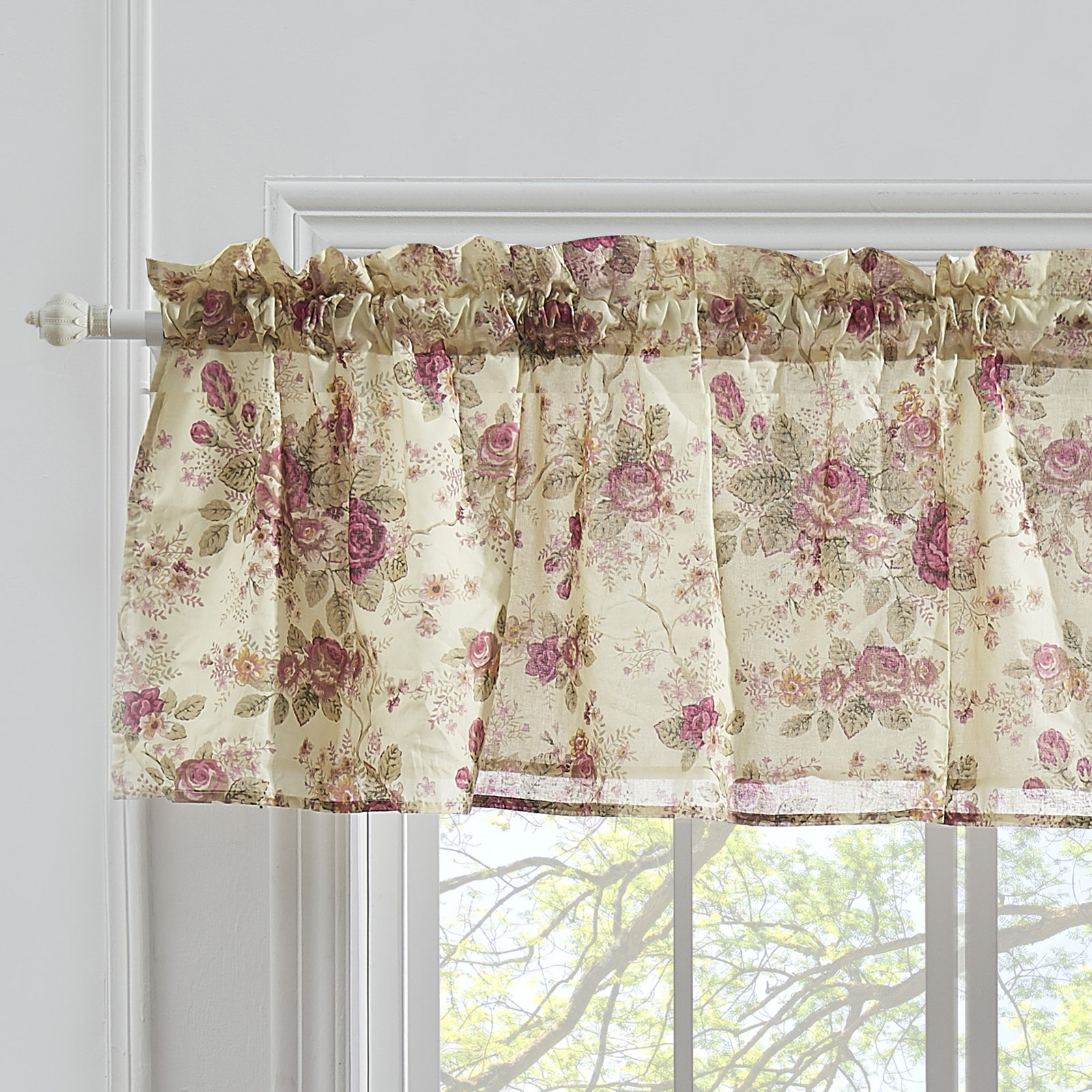 Antique Rose 84" Curtain Valance, Ecru