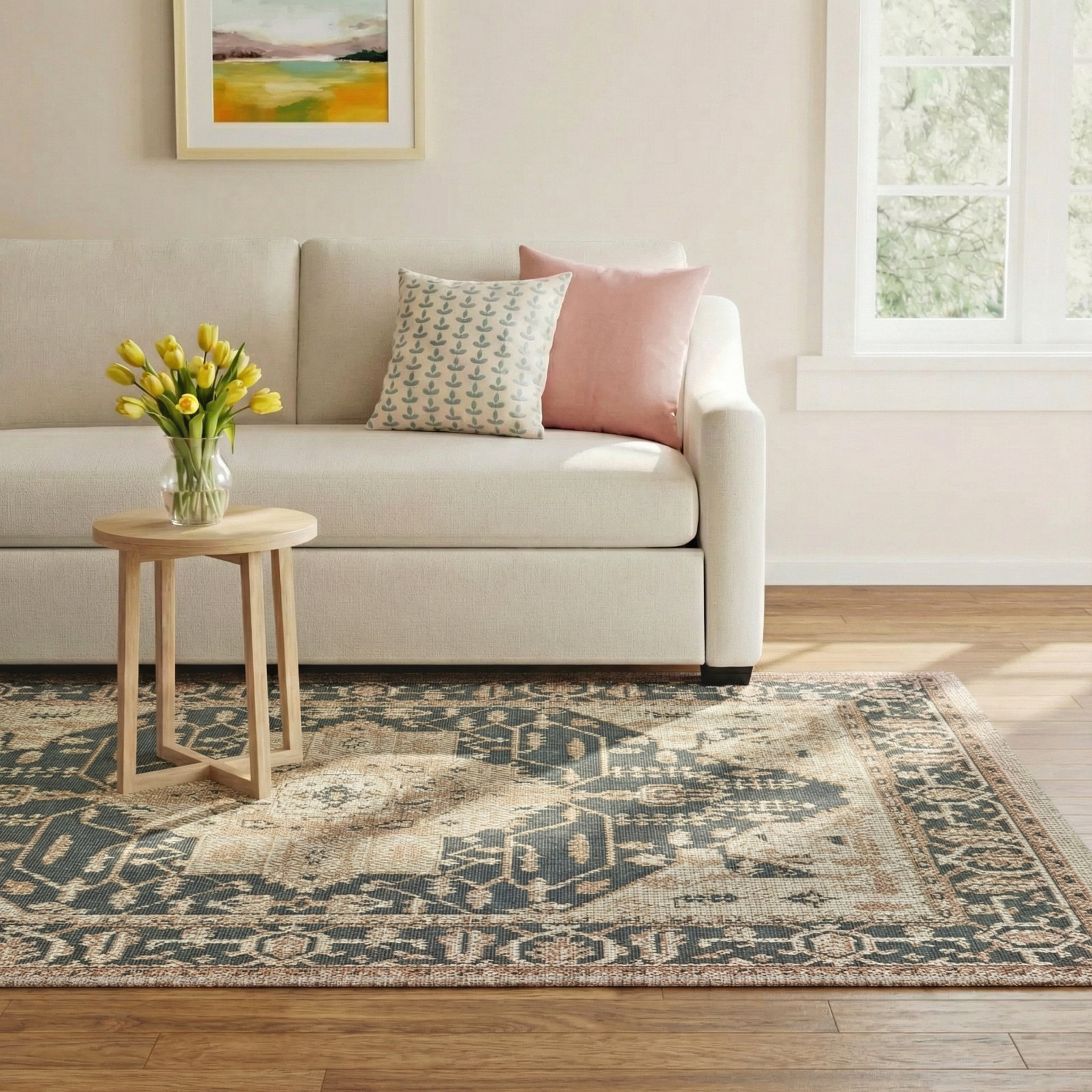 Crawford Dark Blue/Gray Indoor/Outdoor Rug, Rectangle 7'10" x 10'