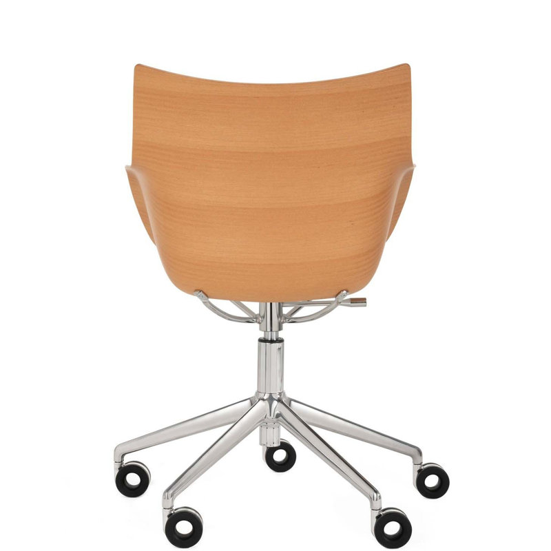 Q/Wood Swivel Task Chair, Light Wood/Chrome