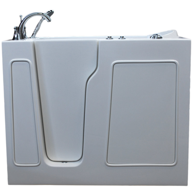 Prairie 45.75'' x 26'' Air Fiberglass Bathtub with Faucet, Right, White