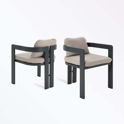 Ensemble de 2 chaises d'extérieur en aluminium avec coussin