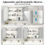 Armoire à pharmacie avec miroir pour salle de bain, miroir de salle de bain mural avec rangement, tablettes réglables, cadre en aluminium, fixation en surface-2038932201