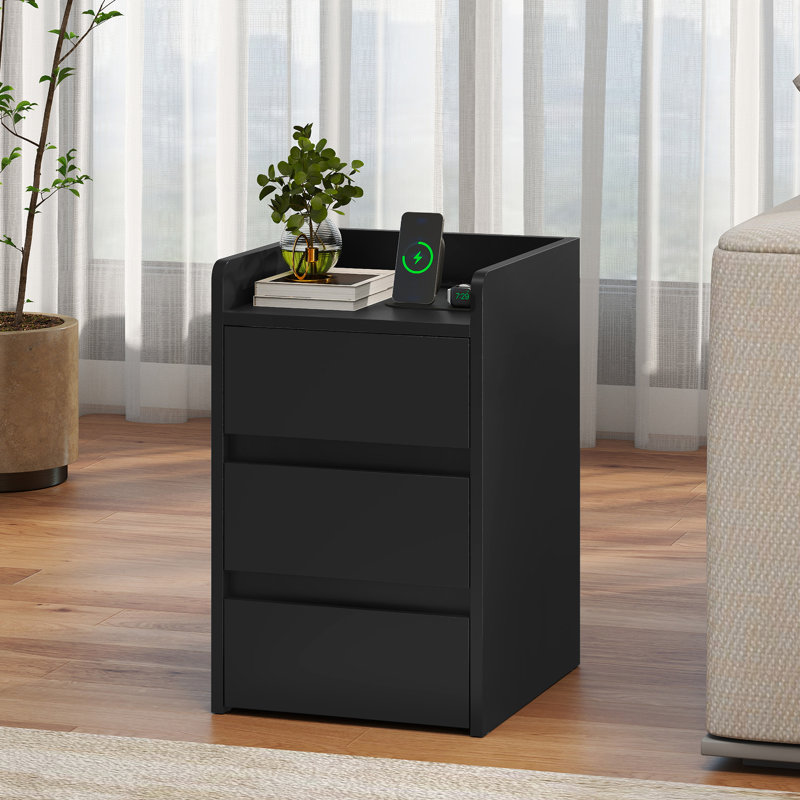 35cm W Bedside Table, Black