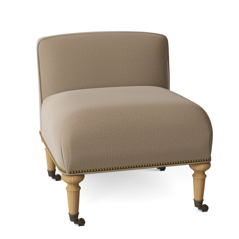 Chloe Slipper Chair, Stepping Stones Ivory, Amber, Antique Brass Small
