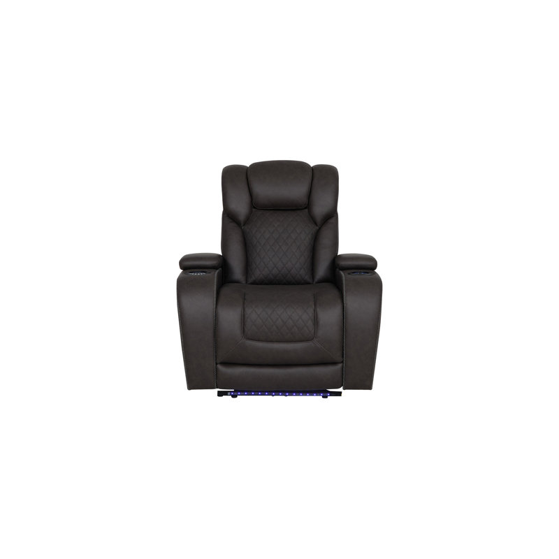 Wendell Dark Gray Microfiber Power Motion Recliner W/Storage