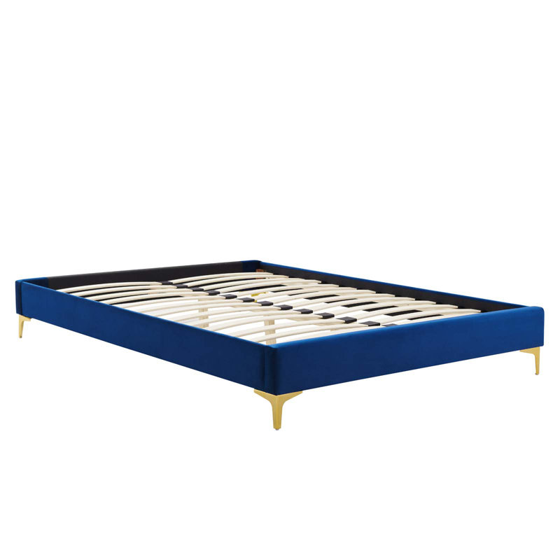 Structure de lit Sutton Performance Velvet, Bleu marine, Grand