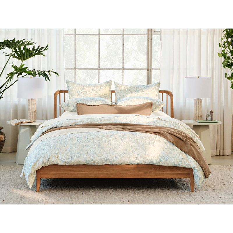 Solana Organic Print Duvet Cover with Botanical, Tidal w/Doe, Full/Queen Duvet Cover