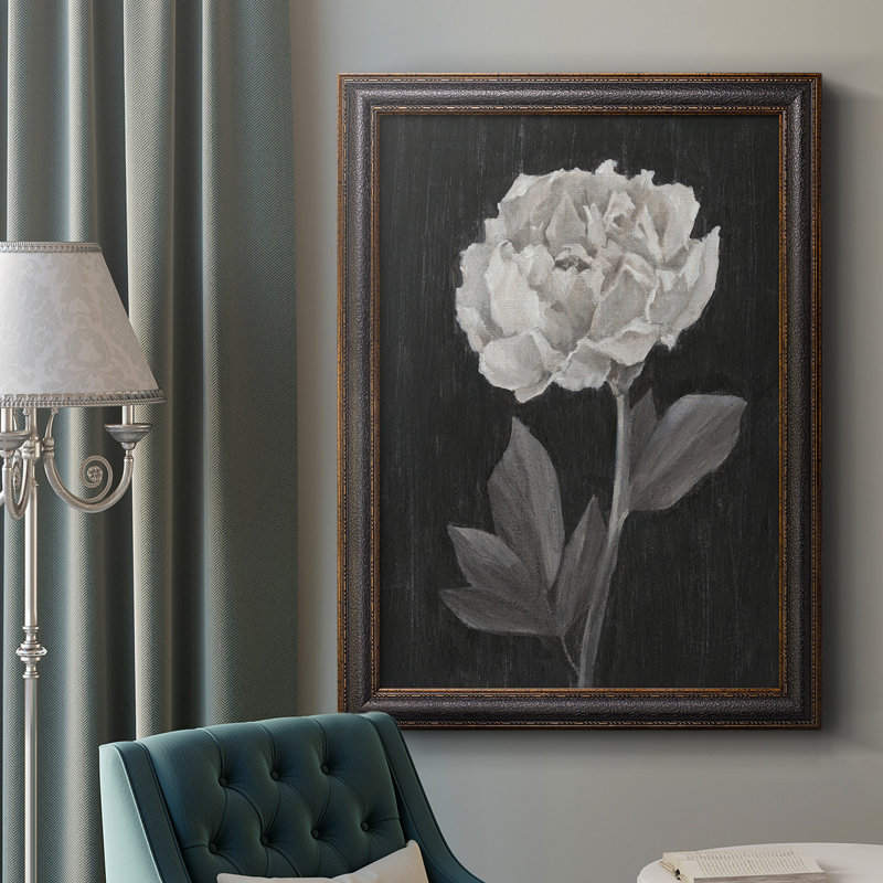 «Black and White Flowers IV», toile encadrée de qualité supérieure, prête à être accrochée, H 27 po x l 18 po x P 2,5 po