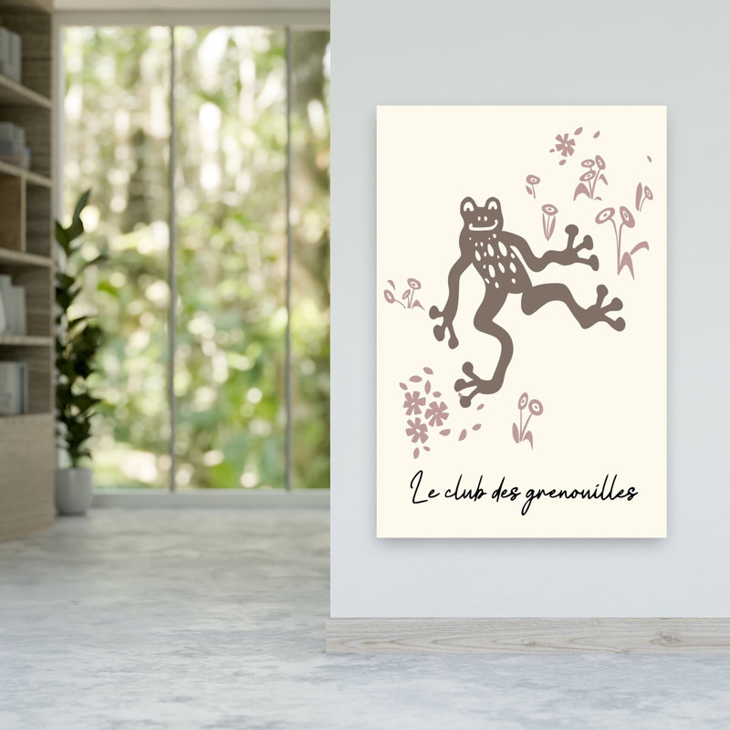 «Whimsical Frog Club Playful Whimsical Frog Nature Spring», reproduction d'art murale, 60" H x 40" W