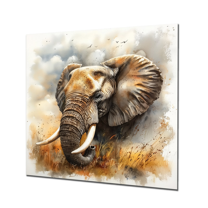 «African Elephant Memories II - Animals», art mural en métal, reproduction d'éléphant, H 36 po x l 36 po