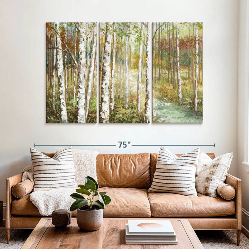 Alvord Warm Spice Birch Path, 42" H x 65" W