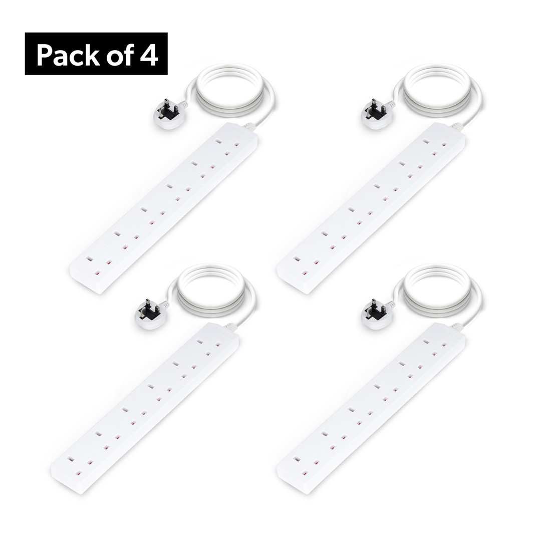 B&Q -  6 Gang Extension Lead2M Cable 6-Way Plug Extension Cable13A Pack Of 4 - Image 6