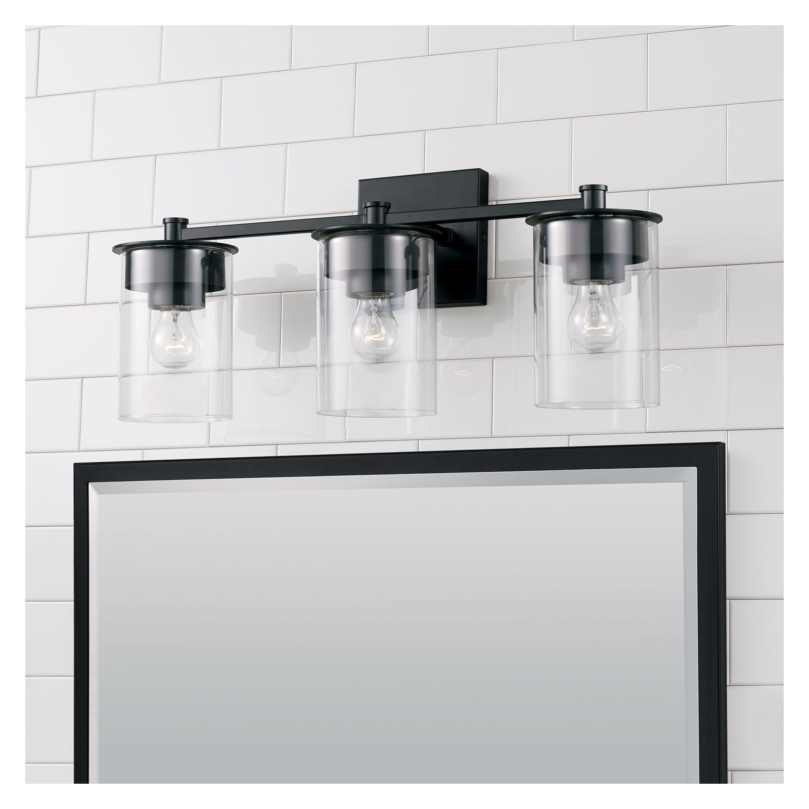 Elstone 3 Light Dimmable Vanity Light, Matte Black