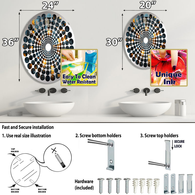 Miroir mural oval, 35,4 po x 23,6 po