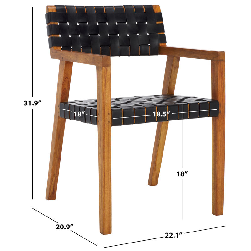 Radbroke 18'' H Solid Wood Armchair, Black/Natural