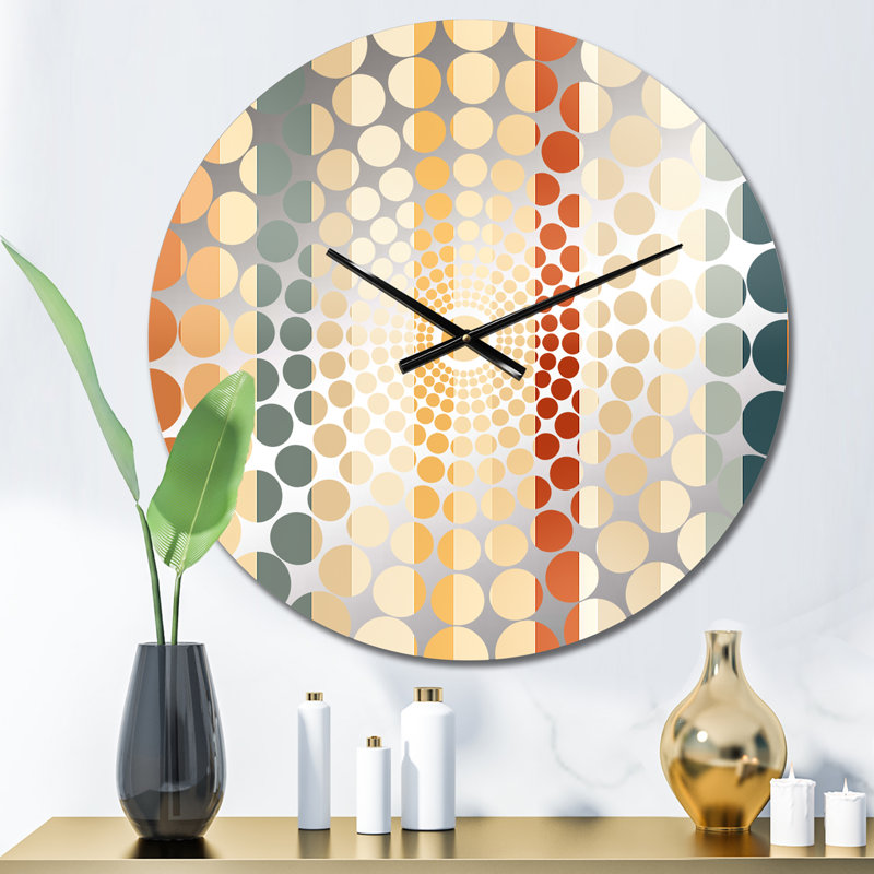 Horloge murale rayée beige et brune à motif sérénité, Petit