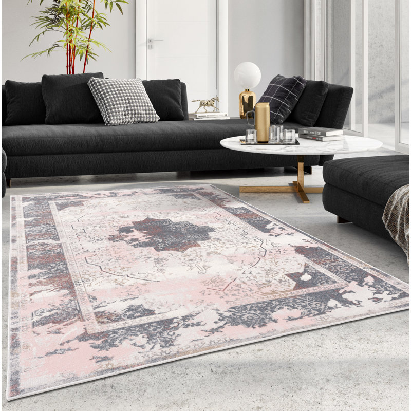 Tapis décoratif rose abstrait Tarpley, Rectangle 8 pi x 11 pi