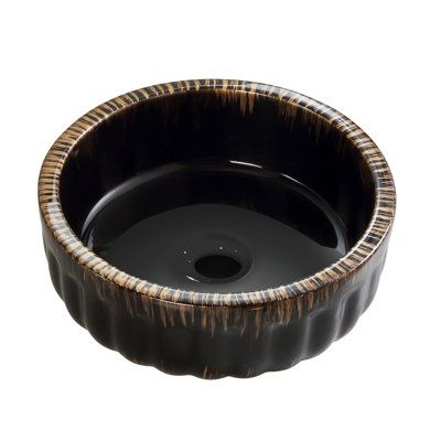 Lavabo de salle de bain noir 15 po x 15 po en céramique sans drain escamotable et robinet