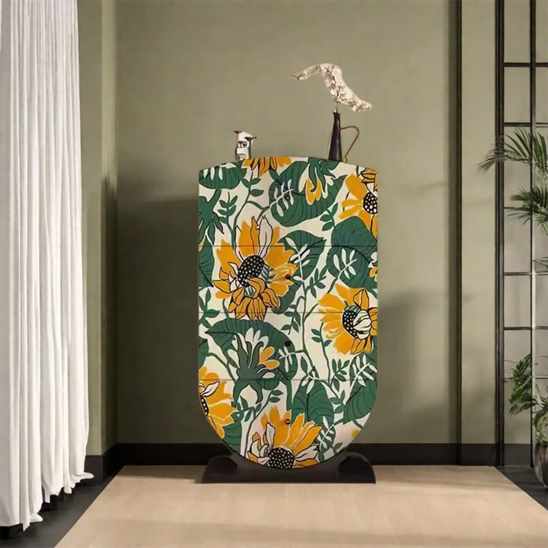 Élégante armoire de rangement en noyer avec grands tiroirs