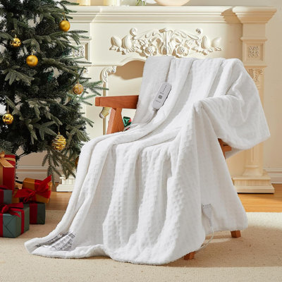 Electric Blanket, Waffle Heated Throw, ETL Certified, Machine Washable, Soft Flannel & Sherpa, 5 Heating Levels, 4 Hours Auto Off, 50" x 60"