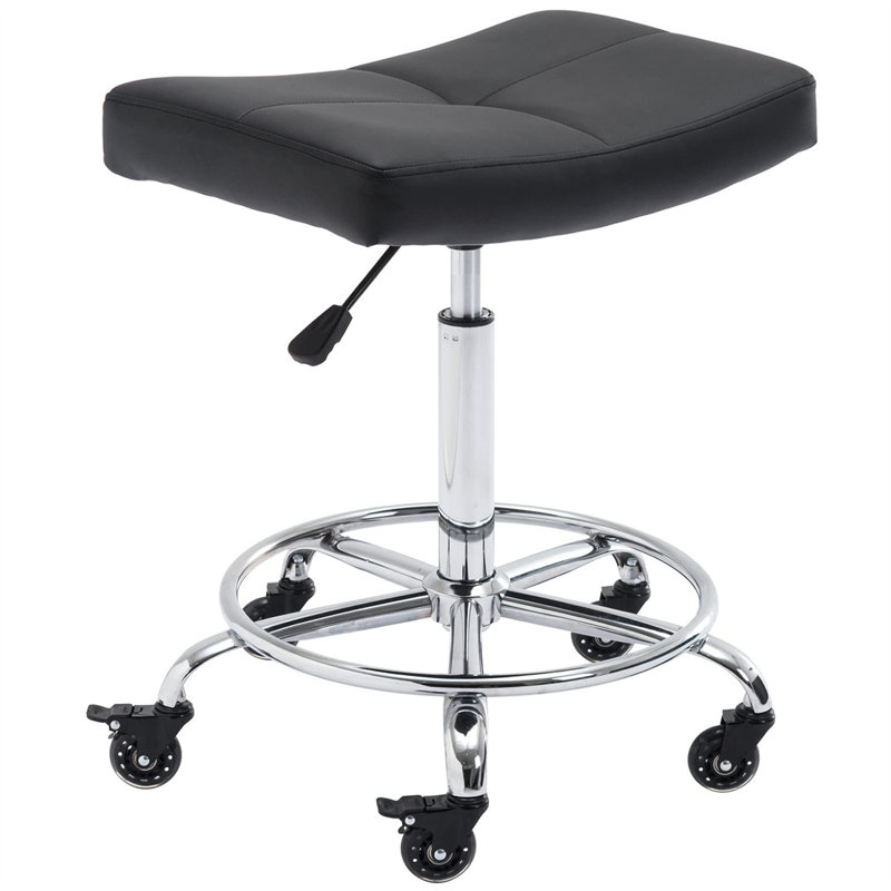 Ciree Swivel Upholstered Adjustable Height Counter Stool with Metal Frame, Black