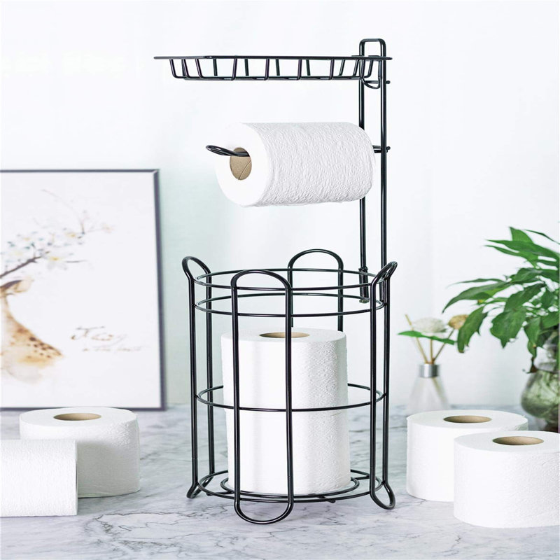 Wicklund Free Standing Toilet Paper Holder, Black