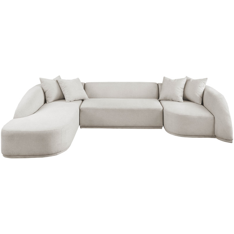 Hirai Upholstered 122.5'' Sofa, Beige Polyester Fabric
