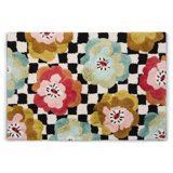 Checkerboard In Bloom Bath Rug