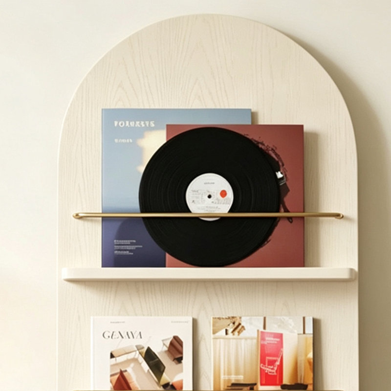 Bibliothèque standard en bois massif beige moderne, H 43,31 po, Beige