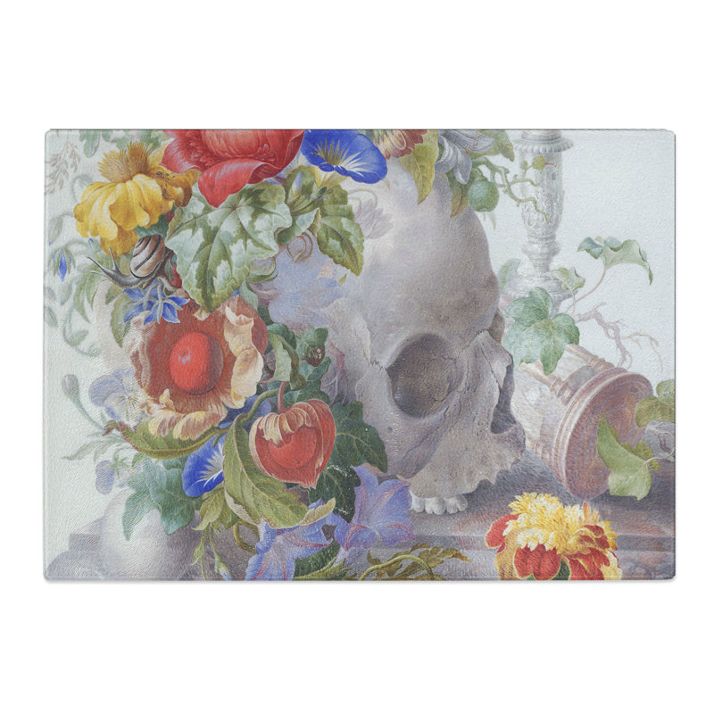 Skull with Flowers Vol.1 by Herman Henstenburgh Chopping Board, 0.4cm H x 28.5cm W x 39cm L