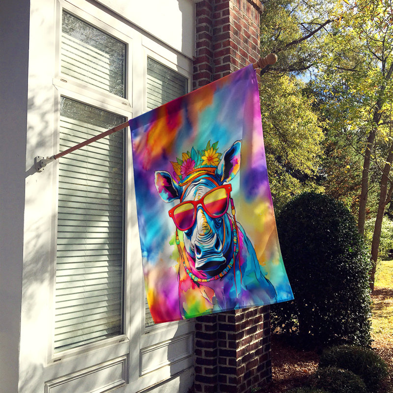 Drapeau de maison de hippie animal rhinocéros