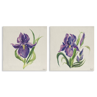 Purple Iris in Bloom 2 PC Canvas Wall Art Set by Kristy Rice