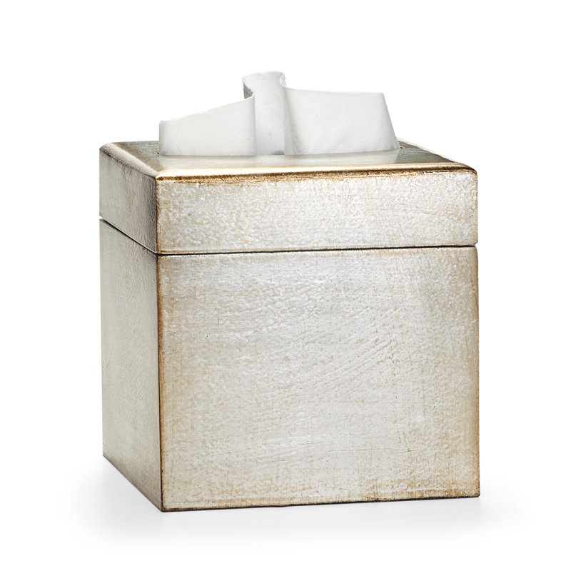 Antique Silver Handcrafted Wood Tissue Box Cover